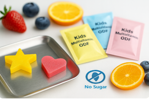 Kids multivitamin oral dissolving film strip with fruit flavor